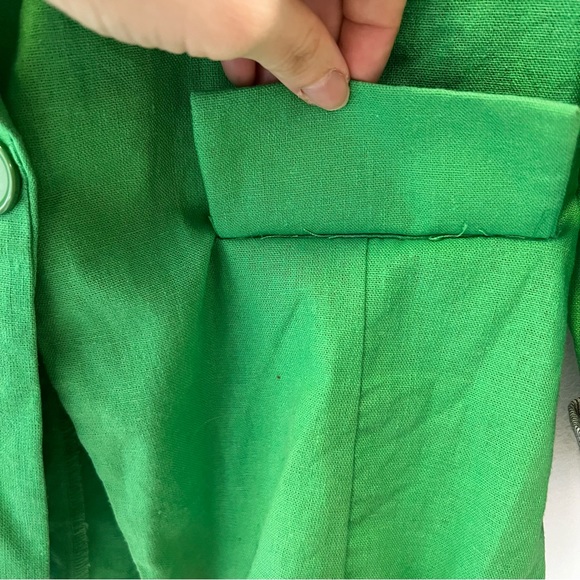 Green Blazer by Nana Fashion Striped Rolled Up Sleeves Faux Pockets Springwear - Picture 7 of 11